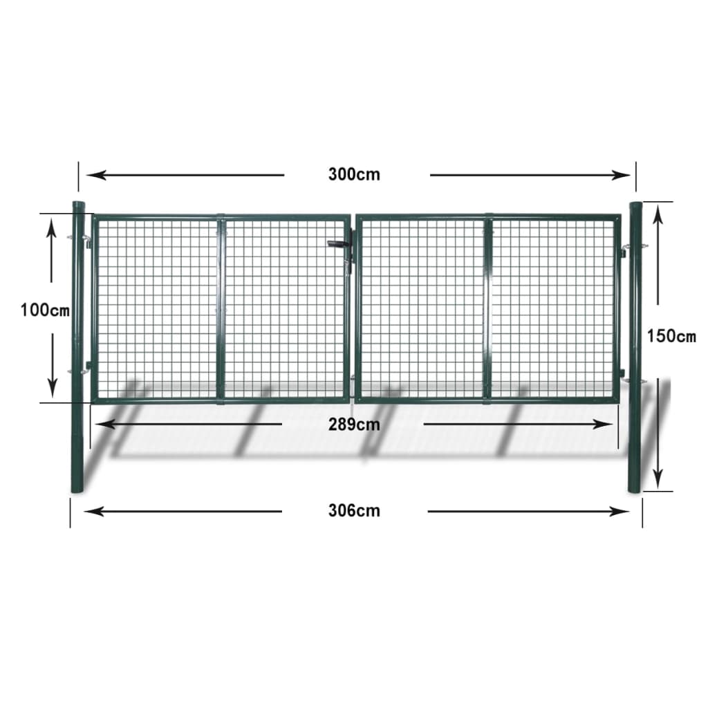 vidaXL Portail de clôture Acier 306x150 cm Vert