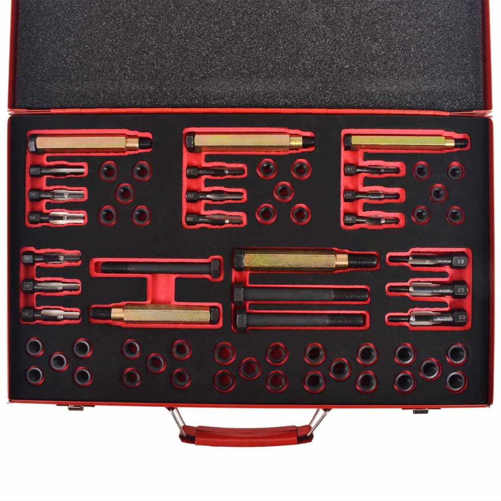 vidaXL Kit réparation filetage bougie préchauffage 63pcs M8 M9 M10 M12