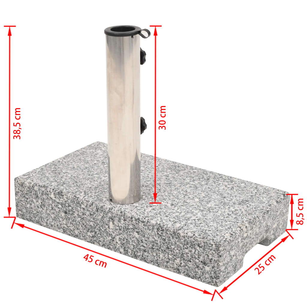 vidaXL Socle de parasol Granite rectangulaire 25 kg
