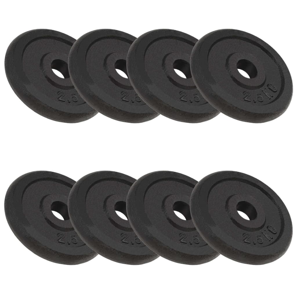 vidaXL Plaque de poids 8 pcs 8x2,5 kg Fonte