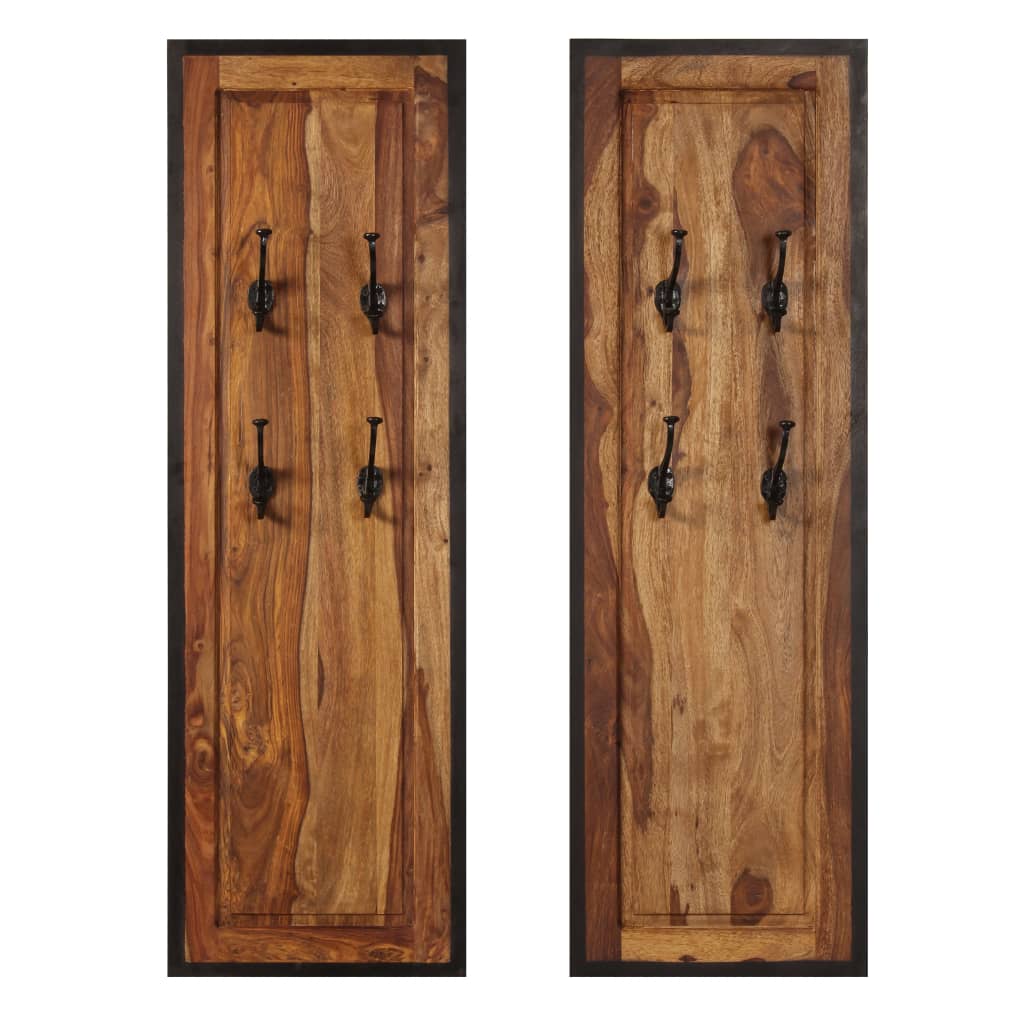 vidaXL Portemanteaux 2 pcs Bois solide de Sesham
