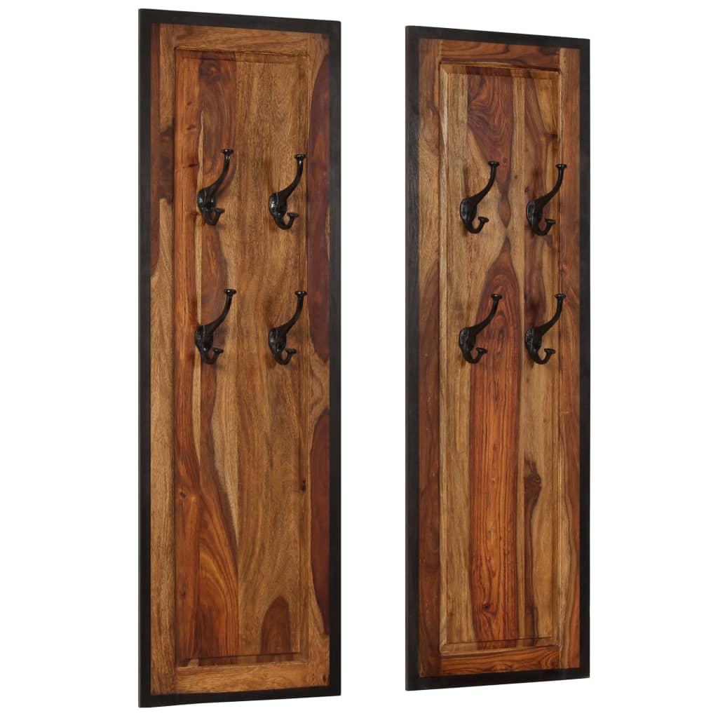 vidaXL Portemanteaux 2 pcs Bois solide de Sesham