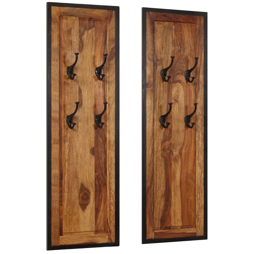 vidaXL Portemanteaux 2 pcs Bois solide de Sesham