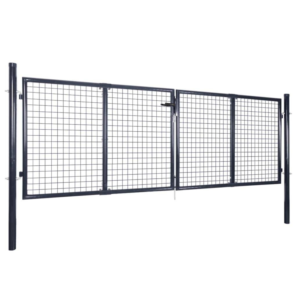 vidaXL Portail en maille de jardin Acier galvanisé 289x75 cm Gris