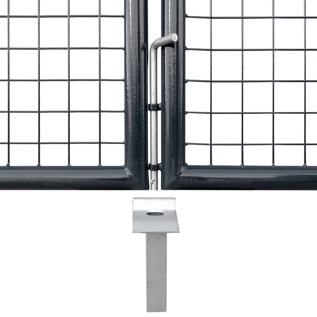 vidaXL Portail en maille de jardin Acier galvanisé 289x75 cm Gris