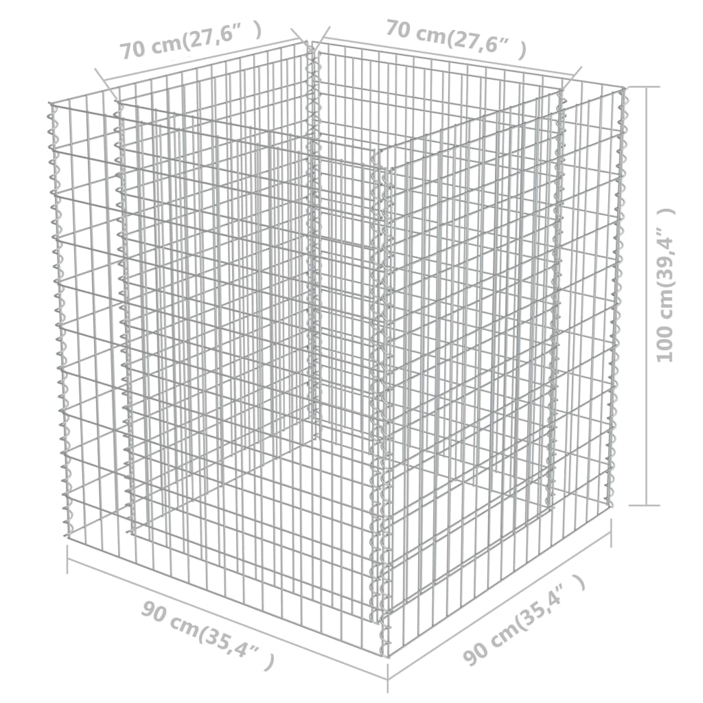 vidaXL Lit surélevé à gabion Acier galvanisé 90x90x100 cm