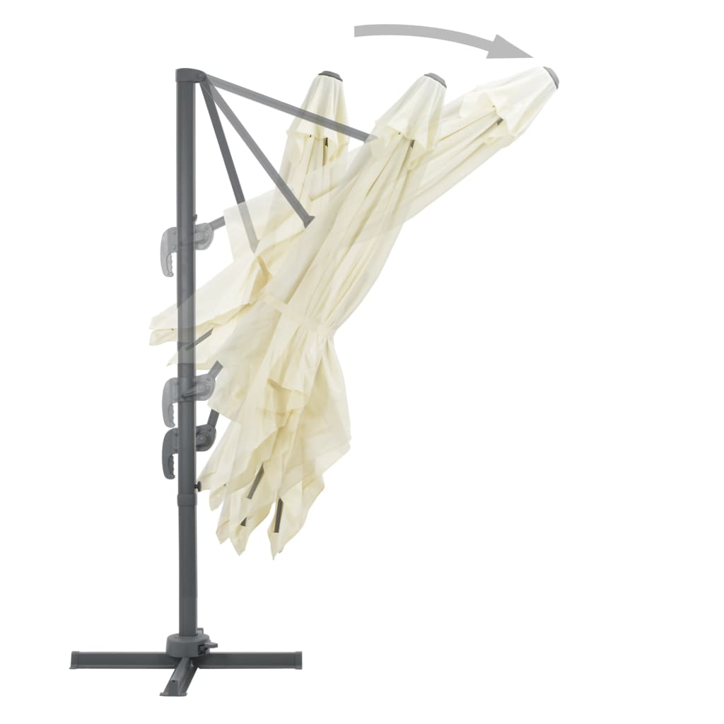 vidaXL Parasol de jardin en porte-à-faux et poteau en aluminium sable