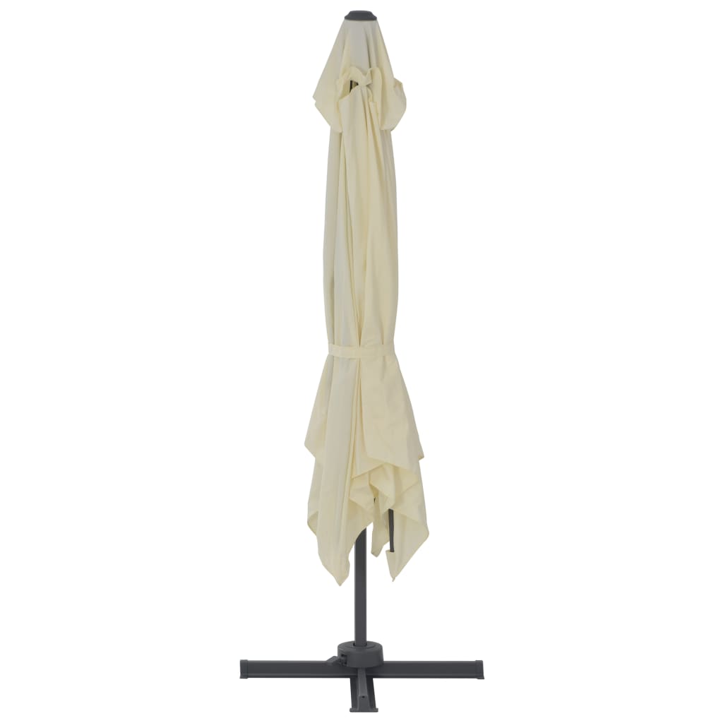 vidaXL Parasol de jardin en porte-à-faux et poteau en aluminium sable