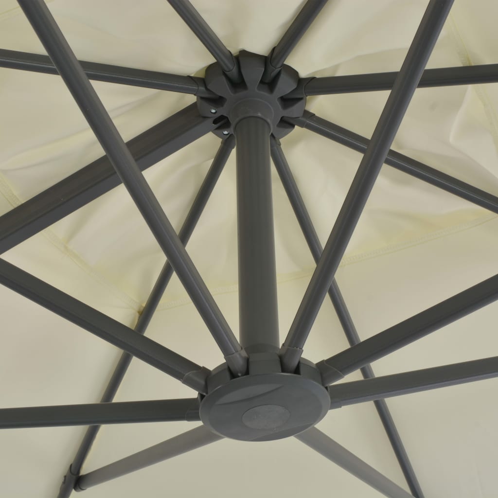 vidaXL Parasol de jardin en porte-à-faux et poteau en aluminium sable