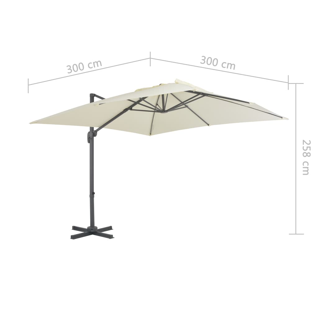 vidaXL Parasol de jardin en porte-à-faux et poteau en aluminium sable
