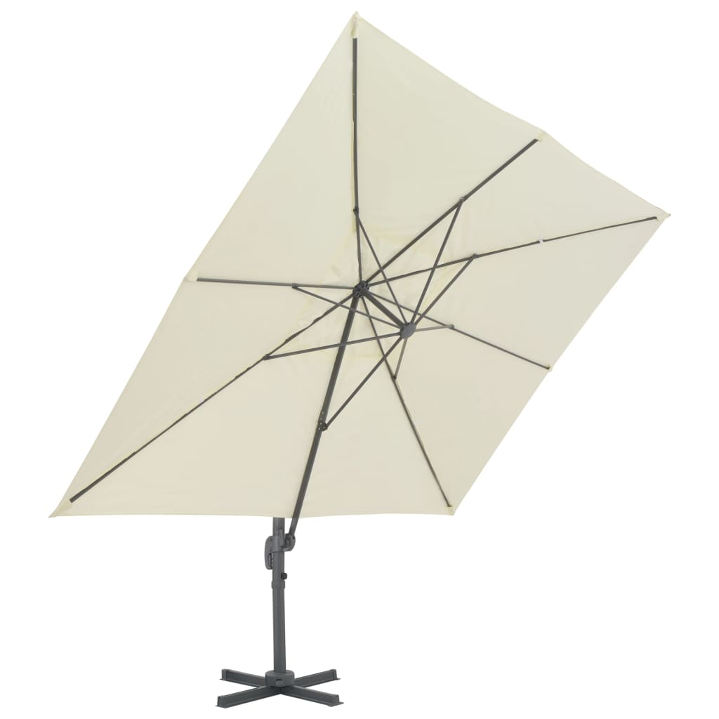vidaXL Parasol de jardin en porte-à-faux et poteau en aluminium sable