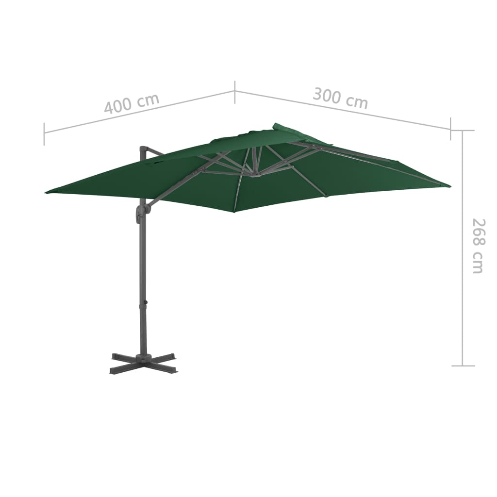 vidaXL Parasol de jardin en porte-à-faux et poteau en aluminium vert