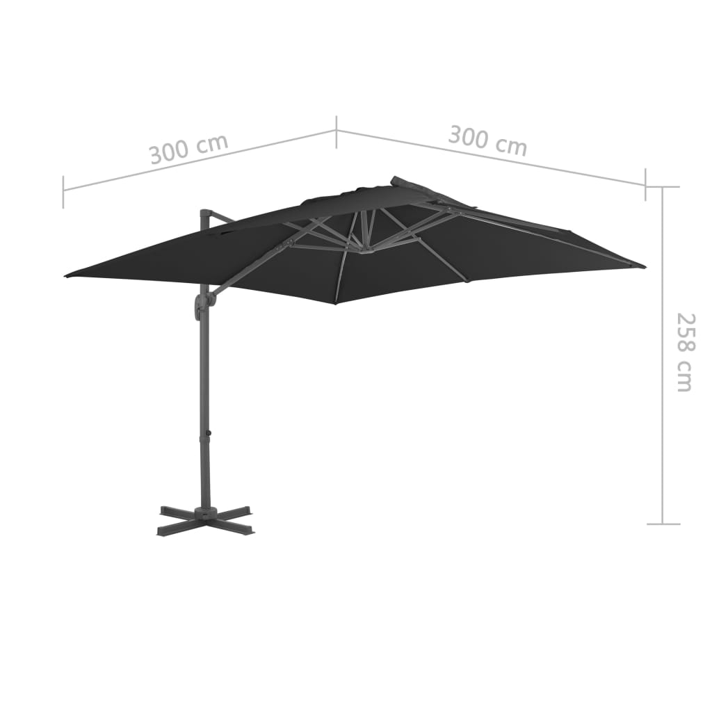 vidaXL Parasol de jardin en porte-à-faux et poteau en aluminium