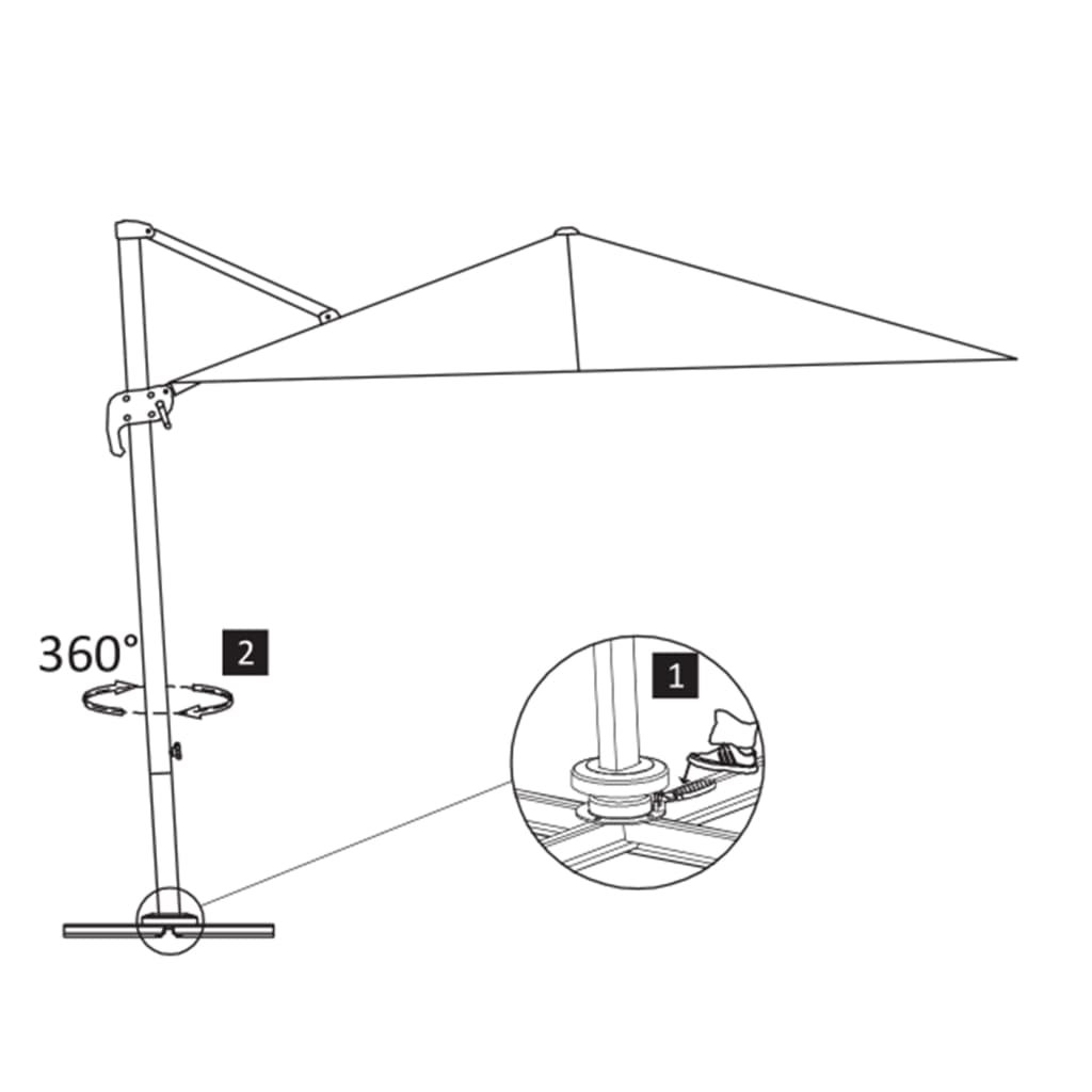 vidaXL Parasol de jardin en porte-à-faux et poteau en aluminium
