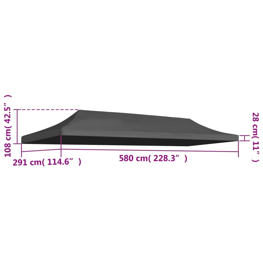 vidaXL Toit de tente de réception 3 x 6 m Anthracite