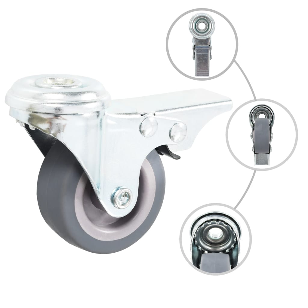 vidaXL 4 pcs Roulettes pivotantes à trou de boulon à double frein 50mm