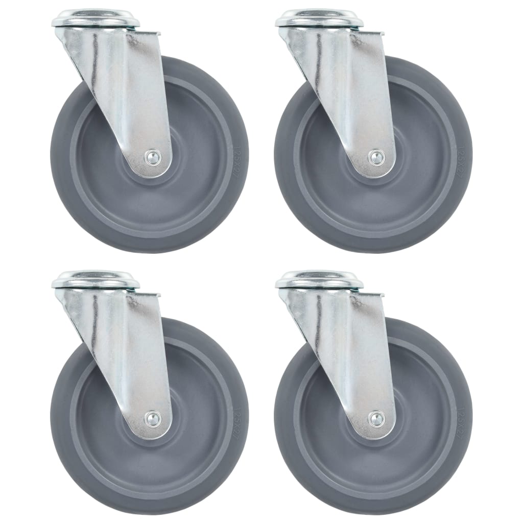 vidaXL 4 pcs Roulettes pivotantes à trou de boulon 125 mm