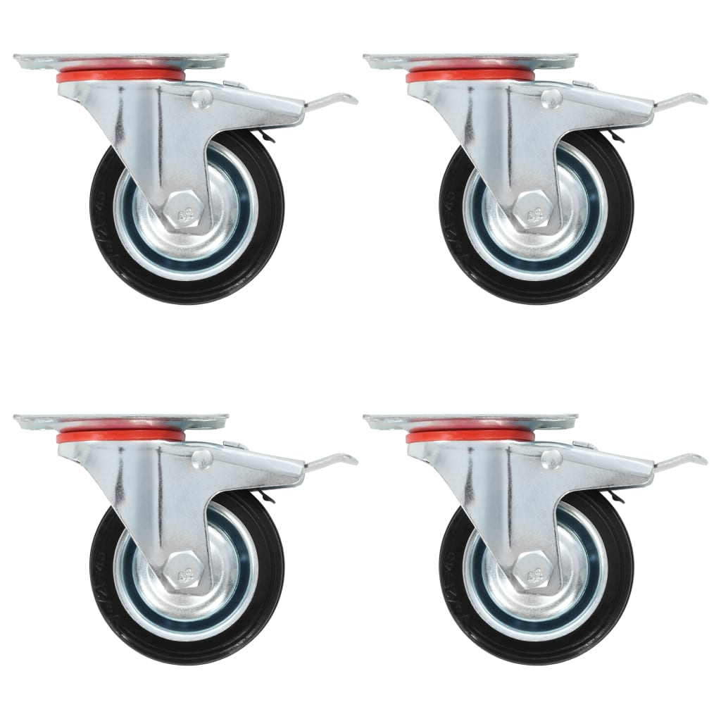 vidaXL Roulettes pivotantes avec double frein 4 pcs 75 mm