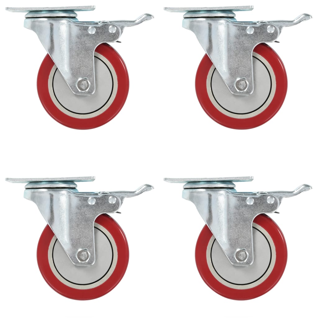 vidaXL Roulettes pivotantes avec double freins 4 pcs 100 mm