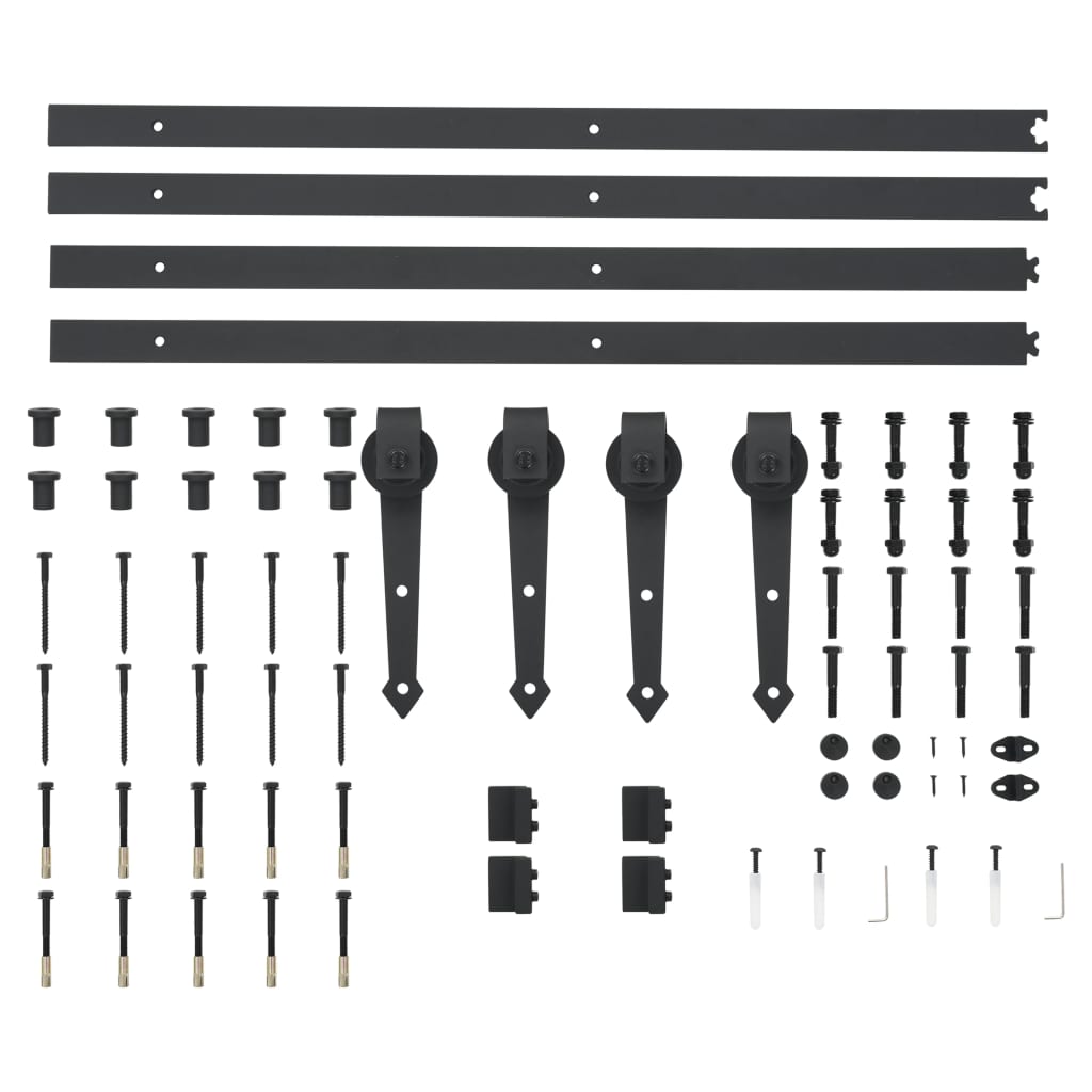 vidaXL Kit de matériel pour porte coulissante 2 x 183 cm Acier Noir