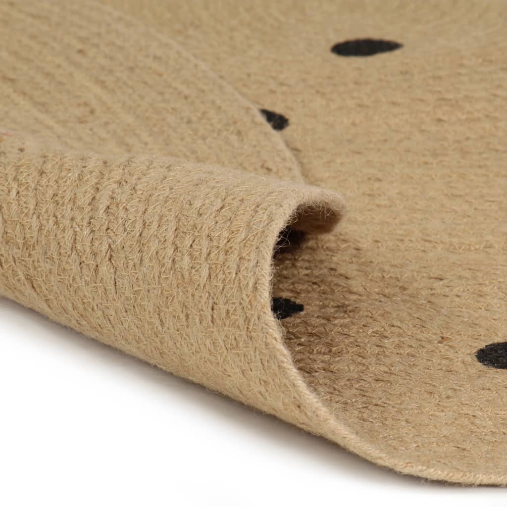 vidaXL Tapis fait à la main Jute avec imprimé à pois 90 cm