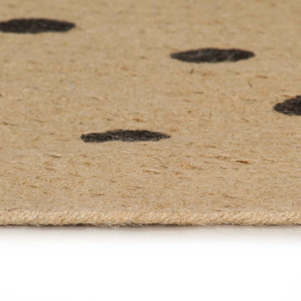 vidaXL Tapis fait à la main Jute avec imprimé à pois 120 cm