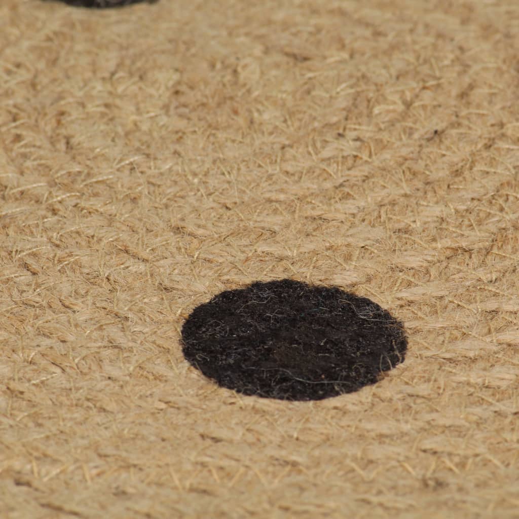 vidaXL Tapis fait à la main Jute avec imprimé à pois 120 cm