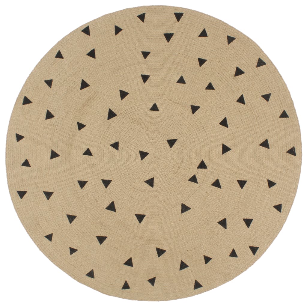 vidaXL Tapis fait à la main Jute avec imprimé à triangles 90 cm