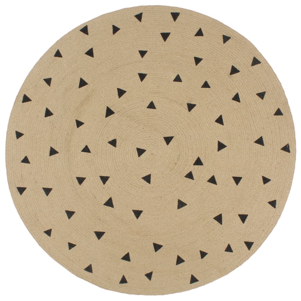 vidaXL Tapis fait à la main Jute avec imprimé à triangles 120 cm