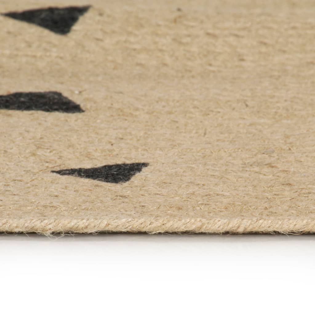 vidaXL Tapis fait à la main Jute avec imprimé à triangles 120 cm