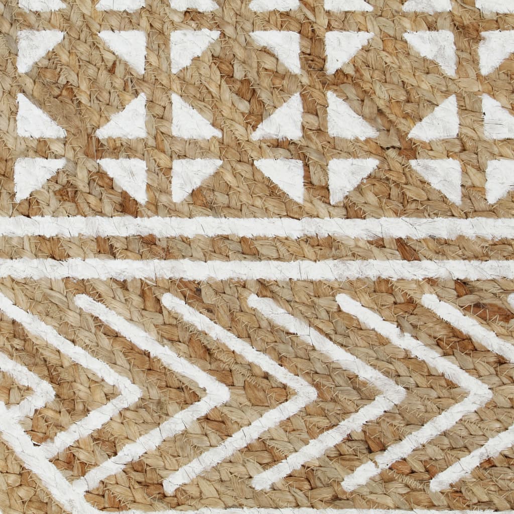 vidaXL Tapis fait à la main Jute avec imprimé blanc 90 cm