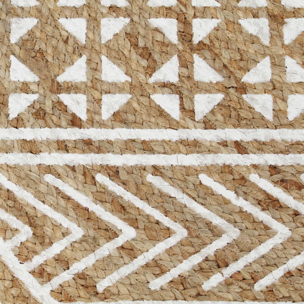vidaXL Tapis fait à la main Jute avec imprimé blanc 120 cm
