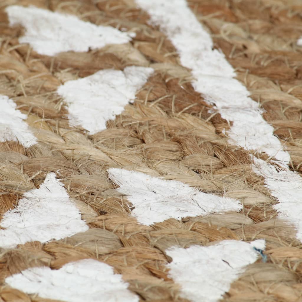 vidaXL Tapis fait à la main Jute avec imprimé blanc 120 cm
