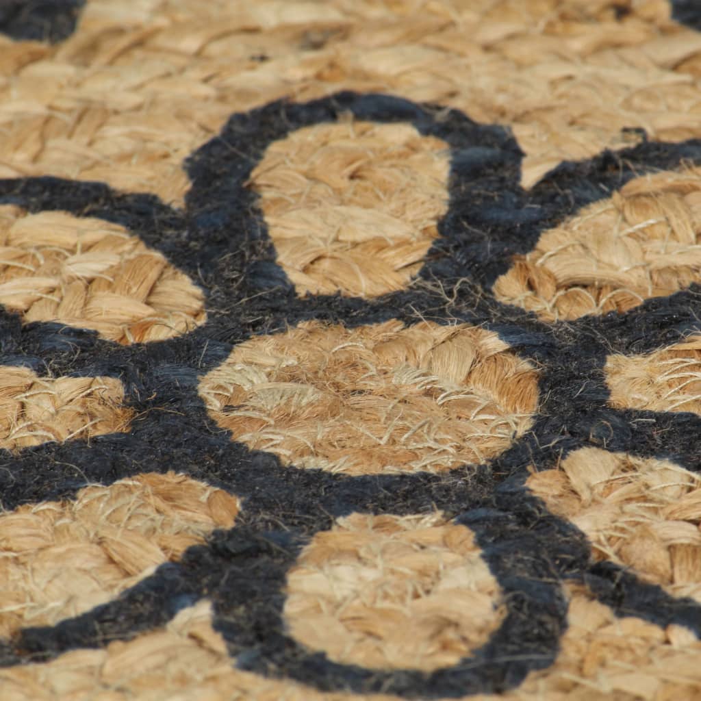 vidaXL Tapis fait à la main Jute avec imprimé bleu foncé 120 cm