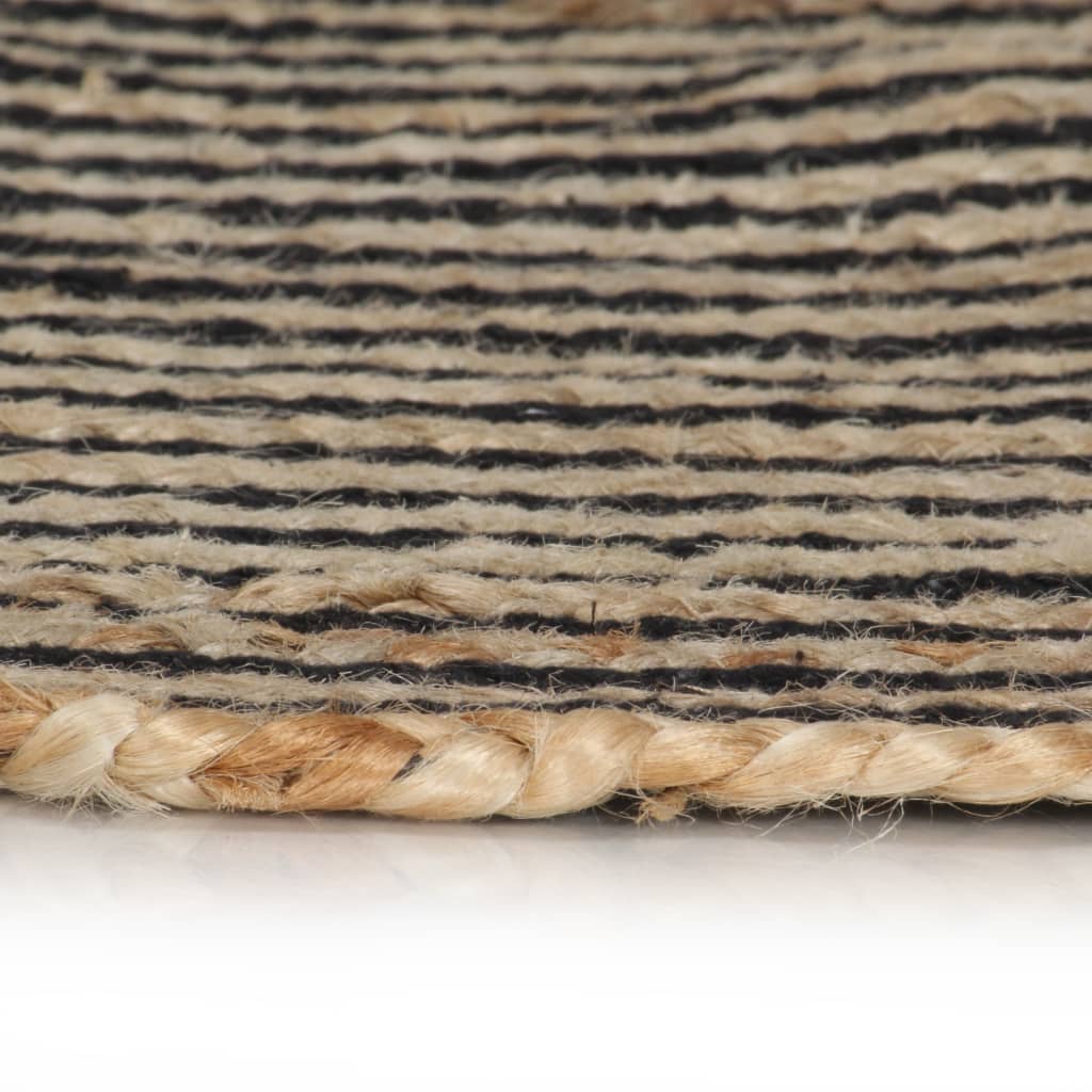 vidaXL Tapis fait à la main Jute avec design de spirale Noir 120 cm