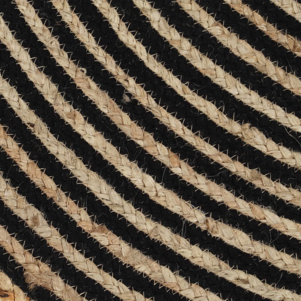 vidaXL Tapis fait à la main Jute avec design de spirale Noir 120 cm