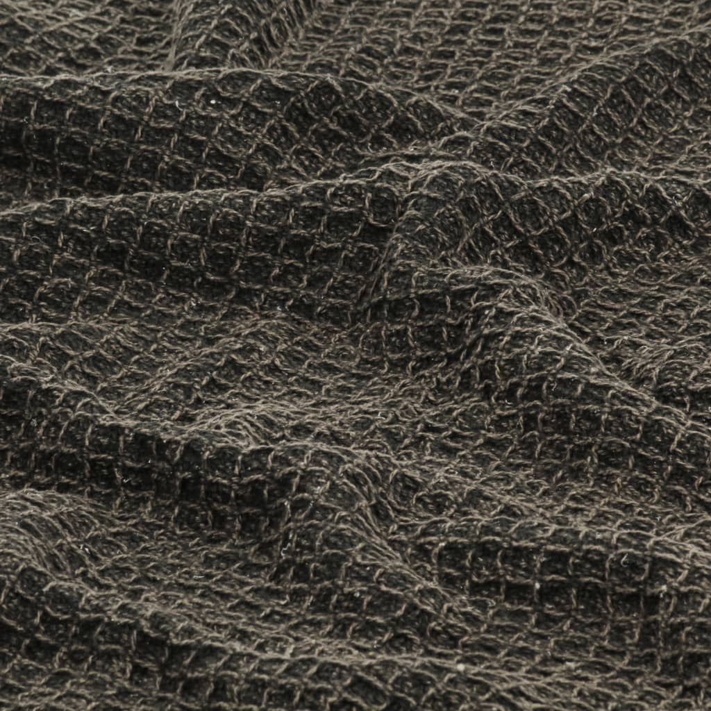 vidaXL Couverture en coton 160 x 210 cm Anthracite/Marron