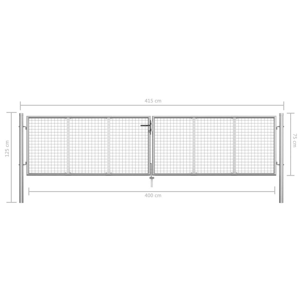 vidaXL Porte de jardin Acier galvanisé 415x125 cm Argenté