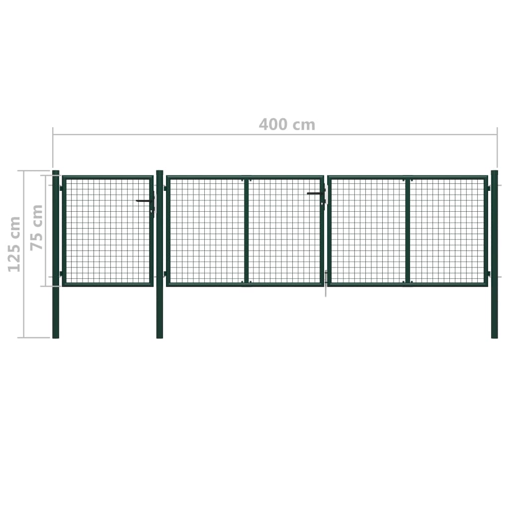 vidaXL Portail de jardin Acier 400 x 75 cm Vert