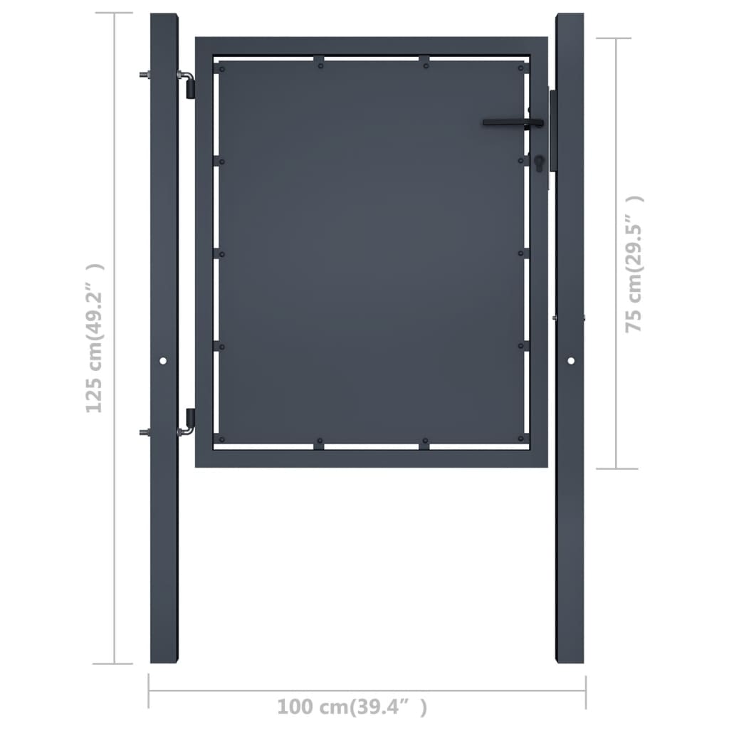 vidaXL Portail de jardin Acier 100 x 75 cm Anthracite