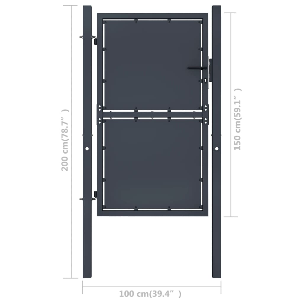 vidaXL Portail de jardin Acier 100x150 cm Anthracite