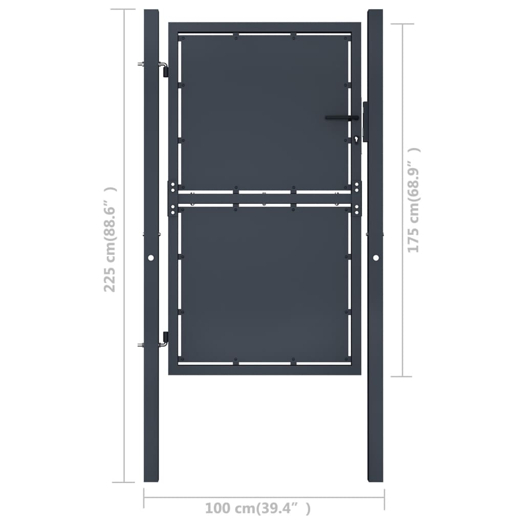 vidaXL Portail de jardin Acier 100 x 175 cm Anthracite