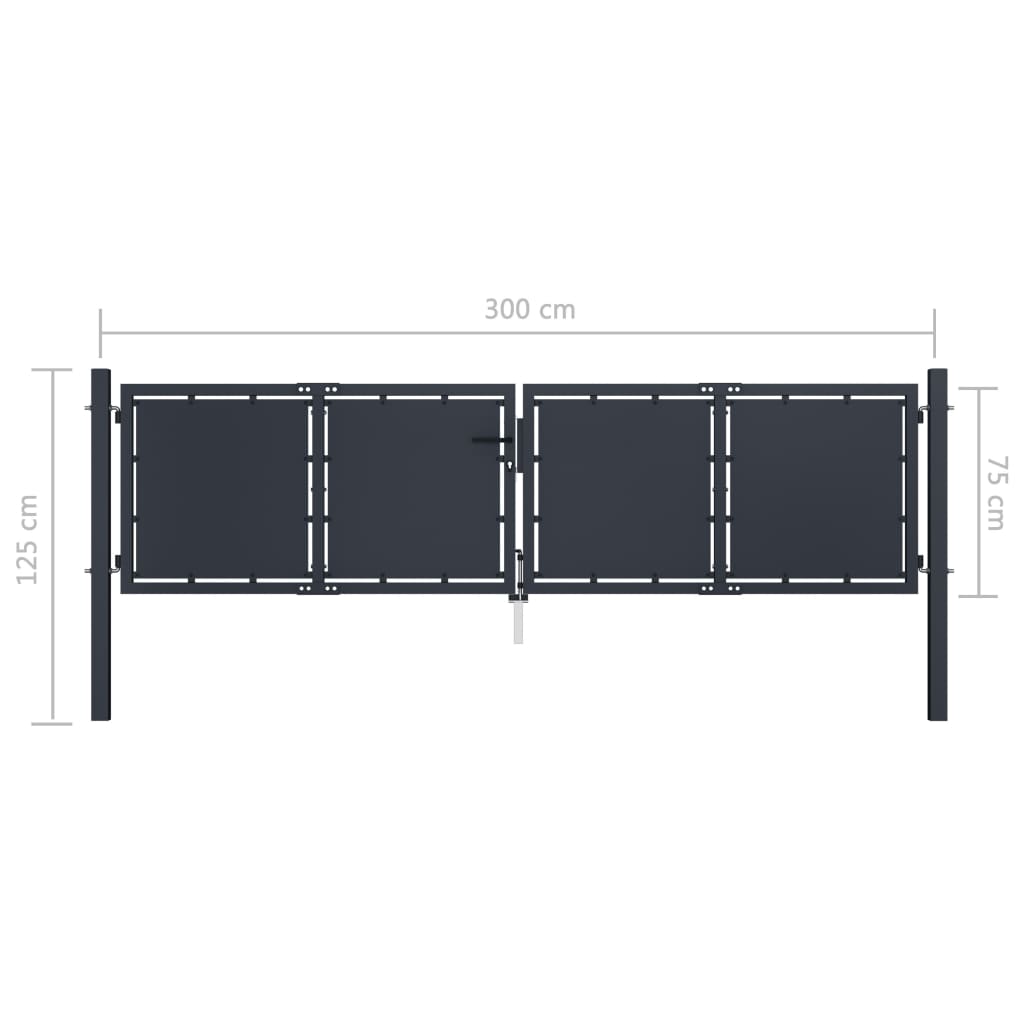 vidaXL Portail de jardin Acier 300 x 75 cm Anthracite