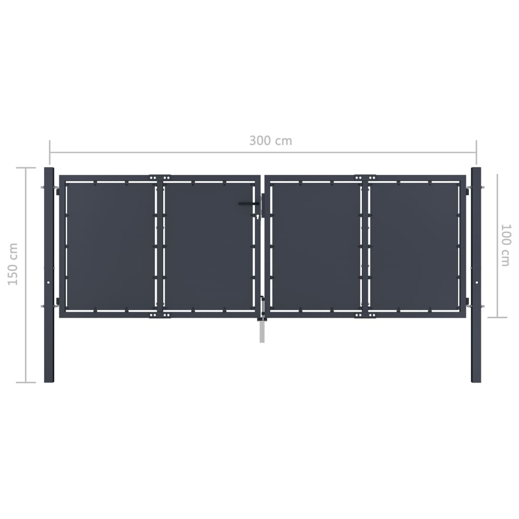 vidaXL Portail de jardin Acier 300 x 100 cm Anthracite