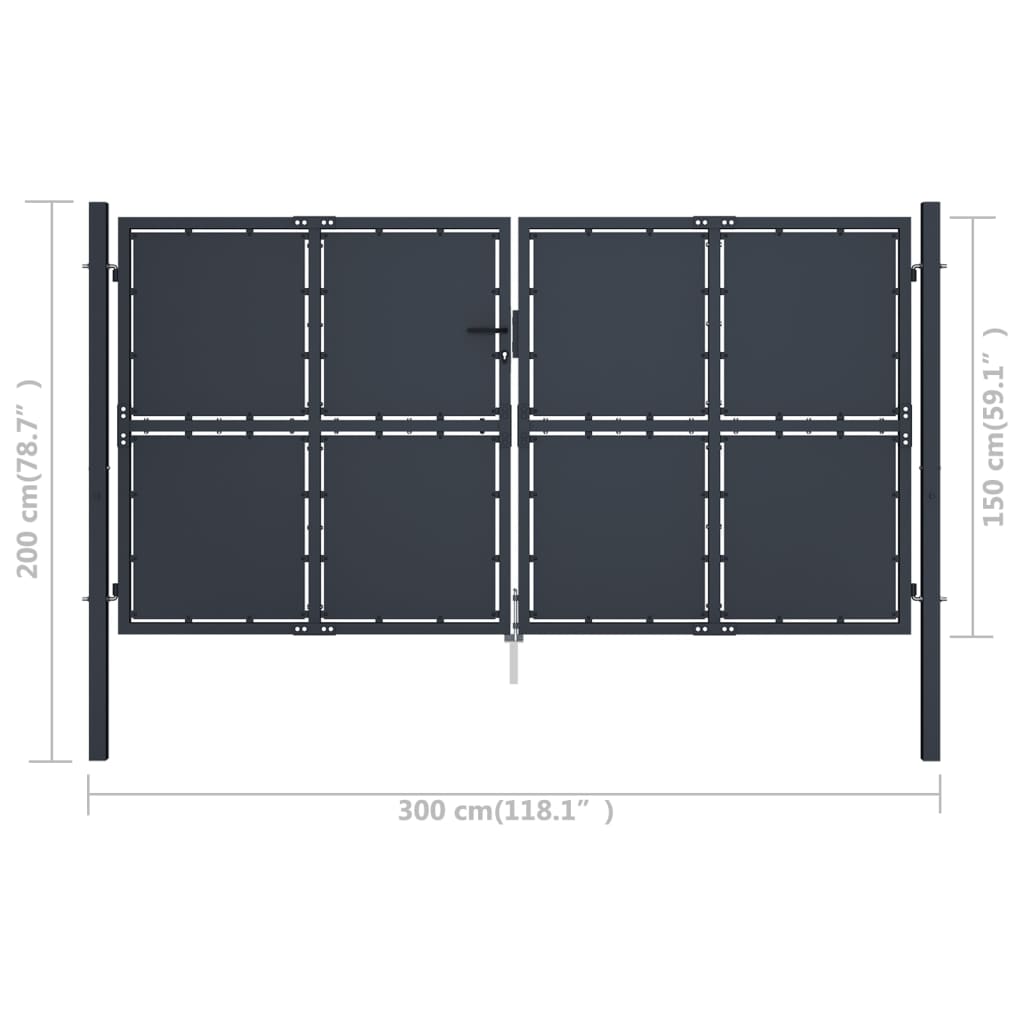 vidaXL Portail de jardin Acier 300x150 cm Anthracite