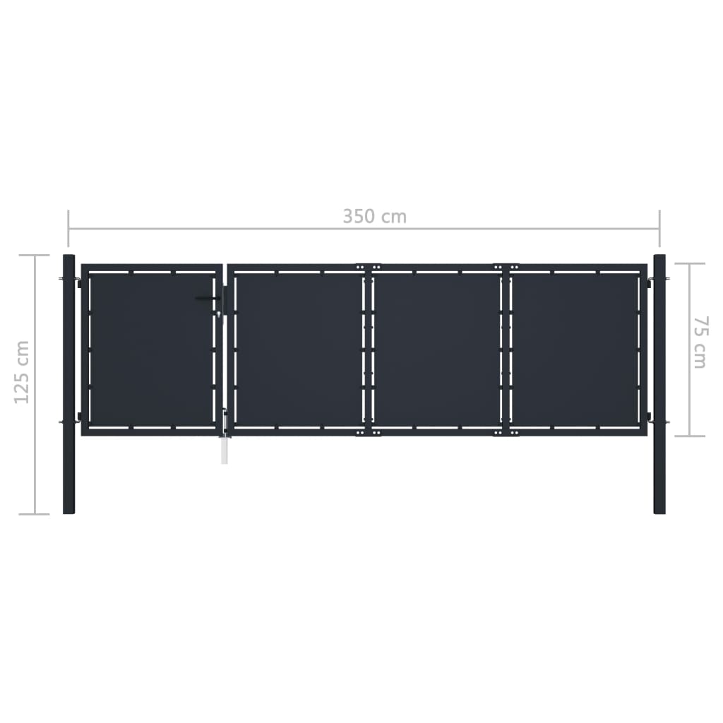vidaXL Portail de jardin Acier 350 x 75 cm Anthracite