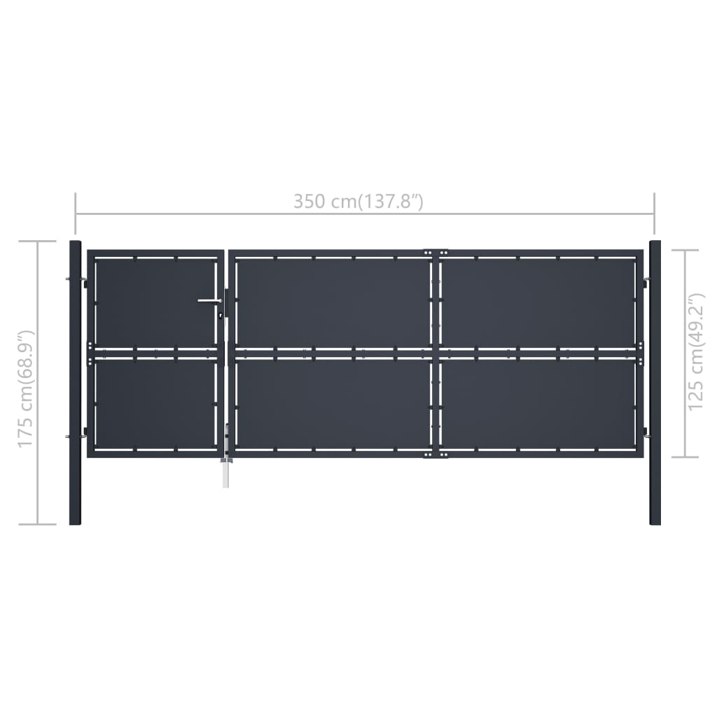 vidaXL Portail de jardin Acier 350 x 125 cm Anthracite