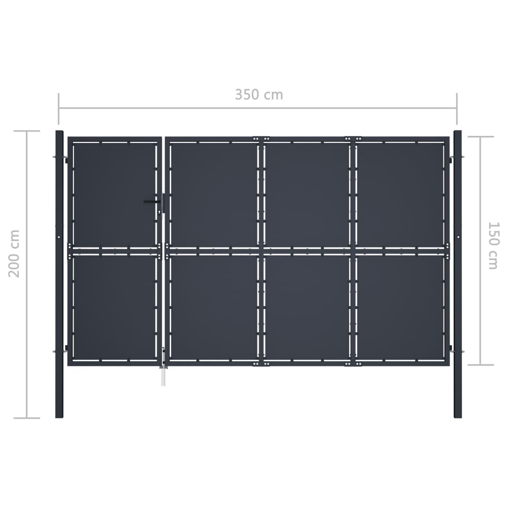 vidaXL Portail de jardin Acier 350 x 150 cm Anthracite