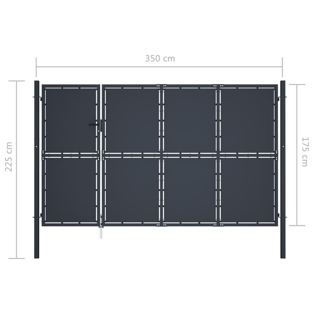 vidaXL Portail de jardin Acier 350 x 175 cm Anthracite