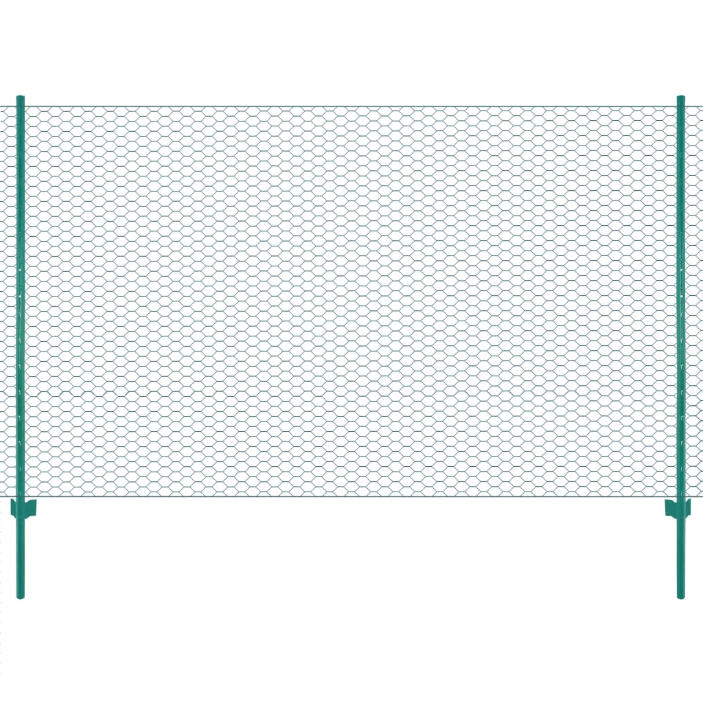 vidaXL Clôture en grillage métallique avec poteaux Acier 25x1,5 m Vert